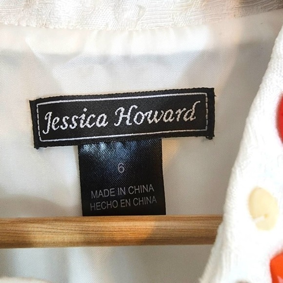 NWT Jessica Howard White Jacquard Sheath Cocktail Dress W/ Beaded Neckline SZ 6 - Picture 4 of 10